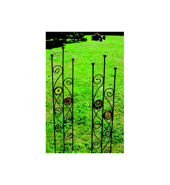 Rankhilfe Metall - Rankgitter und Rankgerüste Exklusives Rankgitter Trio mit 2 handgemachten Glasscheiben 
Die Glasscheibe wird