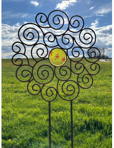 Gartenstecker Rosenstab Sol de Margerita - mit 1 handgemachten Glasscheibe - 168 cm Hoch - Sonnenstab 
Gesamthöhe 168 cm
Durch