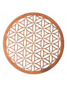 Blume des Lebens Blume des Lebens - Metall Wandbild Edelrost - 45 cm - Groß 
Ø 45 cm
1 mm dickes stabiles Stahlblech
mit edle
