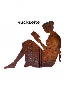 Menschen und Silhouetten Lesende Frau mit Rohr als Steckverbindung - Breite 64 cm - klein Frau mit einem angeschweißten Befestig 2