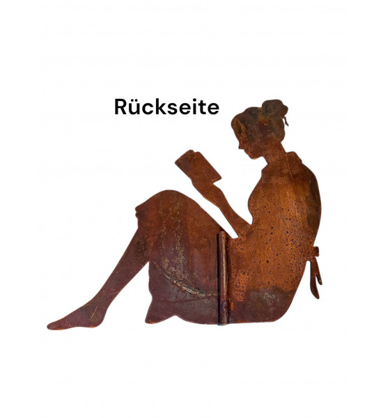 Menschen und Silhouetten Lesende Frau mit Rohr als Steckverbindung - Breite 64 cm - klein Frau mit einem angeschweißten Befestig