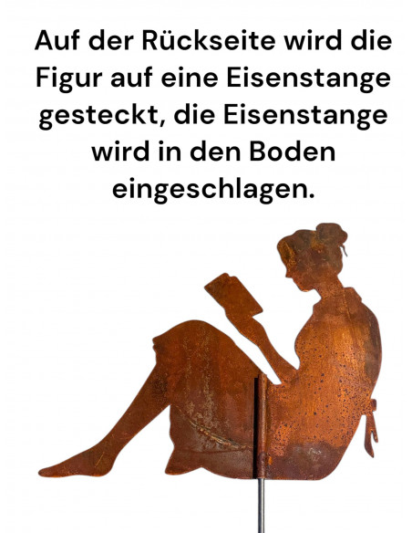 Menschen und Silhouetten Lesende Frau mit Rohr als Steckverbindung - Breite 64 cm - klein Frau mit einem angeschweißten Befestig