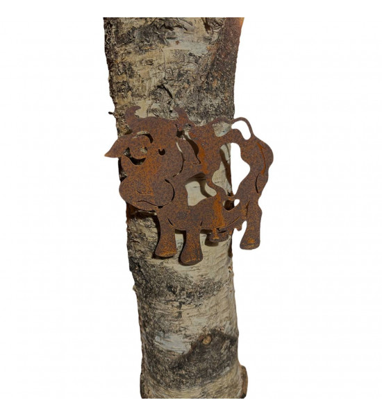 Bauernhoftiere Metallsatz Kuh als Baumstecker, zum Einschrauben in Holz, Höhe 15 cm Der Edelrost Baumstecker Kuh ist ein wunders