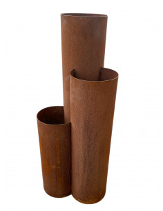 Pflanzgefäße + Schalen + Kronen Edelrost Pflanztopf aus 3 Rohren - verschiedene Höhen - groß - Höhe 120 cm - Kräuterturm Die dre