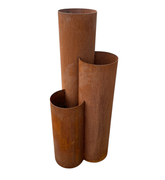 Pflanzgefäße + Schalen + Kronen Edelrost Pflanztopf aus 3 Rohren - verschiedene Höhen - groß - Höhe 120 cm - Kräuterturm Die dre