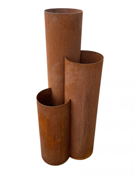 Pflanzgefäße + Schalen + Kronen Edelrost Pflanztopf aus 3 Rohren - verschiedene Höhen - groß - Höhe 120 cm - Kräuterturm Die dre