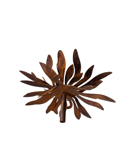 Rostdeko zum Beleuchten Teelichthalter Dahlie Ø 20 cm - mit Hülse zum Stecken Die Edelrost Gartenstab Dahlie mit Teelicht ist ei