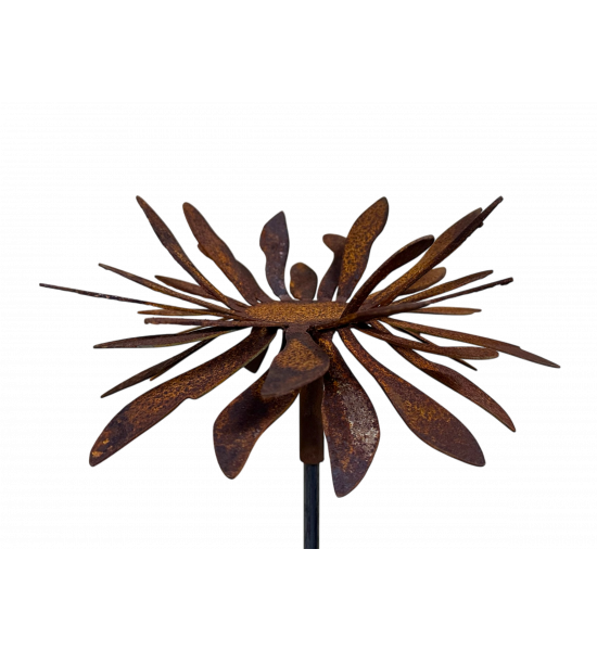 Rostdeko zum Beleuchten Teelichthalter Dahlie Ø 20 cm - mit Hülse zum Stecken Die Edelrost Gartenstab Dahlie mit Teelicht ist ei