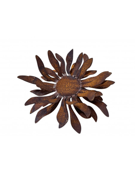 Rostdeko zum Beleuchten Teelichthalter Dahlie Ø 20 cm - mit Hülse zum Stecken Die Edelrost Gartenstab Dahlie mit Teelicht ist ei