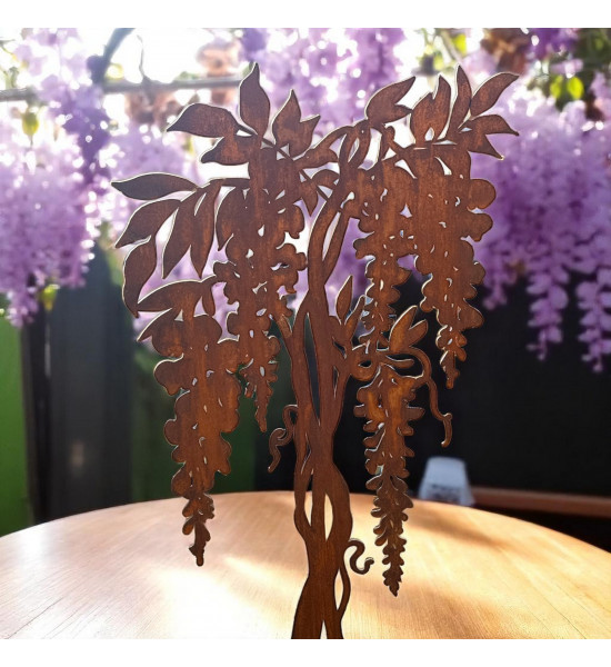 Metallfigur Glyzinie - Blauregen als Edelrost Dekroration Blume
Höhe 93 cm
Der Blauregen oder auch Glyzine genannt ist e