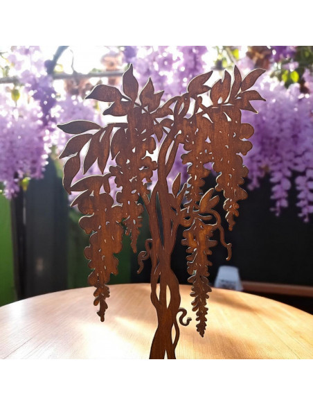 Metallfigur Glyzinie - Blauregen als Edelrost Dekroration Blume
Höhe 93 cm
Der Blauregen oder auch Glyzine genannt ist e
