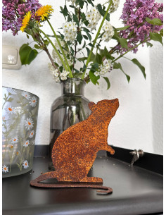 Kleine Deko Maus aus Metall -  mit gebogenem Schwanz 2