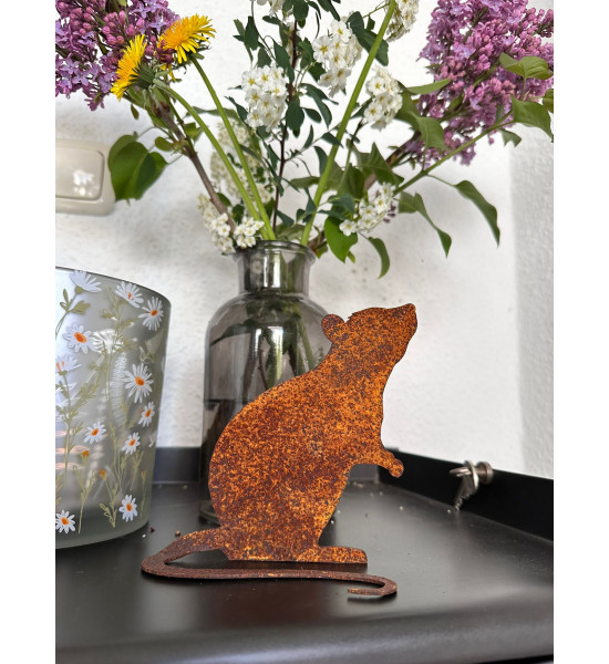 Kleine Deko Maus aus Metall -  mit gebogenem...