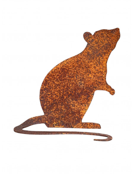 Kleine Deko Maus aus Metall -  mit gebogenem Schwanz