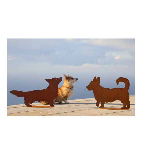 Start Deko Hündin - gehender Corgi Rosa - Breite 61,5 cm 
Höhe 44 cm
