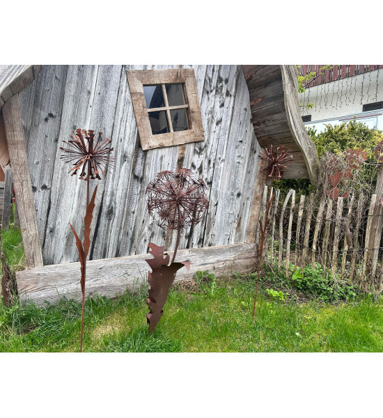 Gartenstecker Gartenstecker Löwenzahn klein mit 2 Blätter - Höhe 100 cm - Pusteblume Blumenstecker 
Höhe 100 cm - Blumenstecker