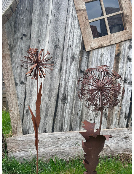 Gartenstecker Gartenstecker Löwenzahn klein mit 2 Blätter - Höhe 100 cm - Pusteblume Blumenstecker 
Höhe 100 cm - Blumenstecker