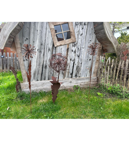 Gartenstecker Gartenstecker Löwenzahn klein mit 2 Blätter - Höhe 100 cm - Pusteblume Blumenstecker 
Höhe 100 cm - Blumenstecker