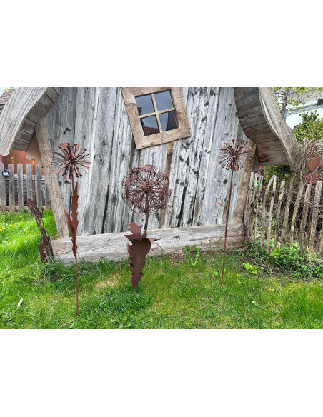 Gartenstecker Gartenstecker Löwenzahn klein mit 2 Blätter - Höhe 100 cm - Pusteblume Blumenstecker 
Höhe 100 cm - Blumenstecker