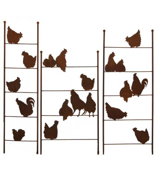 Rankhilfe Metall - Rankgitter und Rankgerüste Metall Rankhilfe mit 5 Hühnern 160 cm hoch - 40 cm breit 
Höhe 160 cm
Breite 40 
