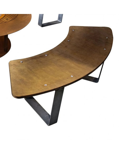 Grillstellen + große Gartengrills Gebogene Gartenbank - 150 cm Breit - 1 Stk - für Circle Feuerstelle - ohne Holzablage 