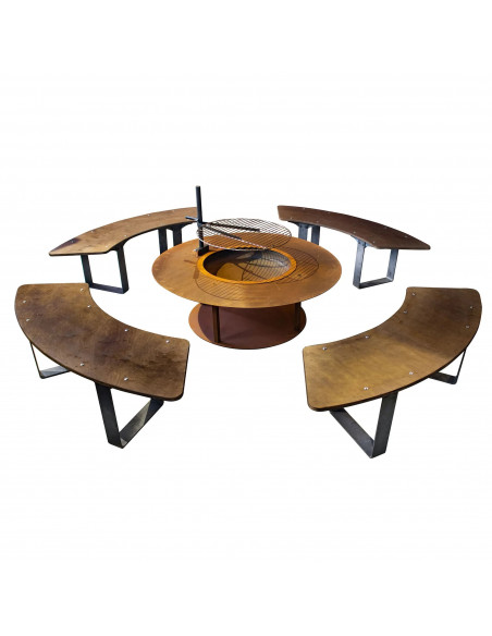 Grillstellen + große Gartengrills Gebogene Gartenbank - 150 cm Breit - 1 Stk - für Circle Feuerstelle - ohne Holzablage 1 STK!
