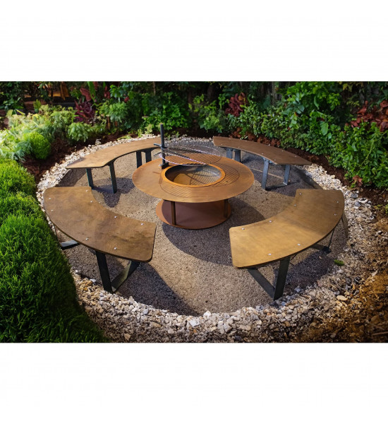 Grillstellen + große Gartengrills Gebogene Gartenbank - 150 cm Breit - 1 Stk - für Circle Feuerstelle - ohne Holzablage 1 STK!
