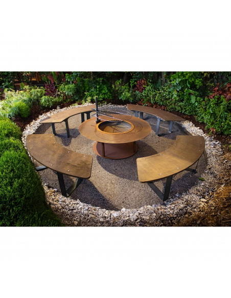 Grillstellen + große Gartengrills Gebogene Gartenbank - 150 cm Breit - 1 Stk - für Circle Feuerstelle - ohne Holzablage 1 STK!
