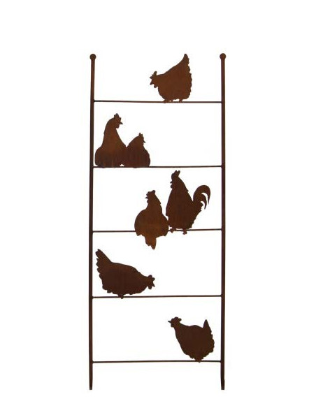 Start Metall Rankhilfe mit 7 Hühnern 150 cm hoch - 60 cm breit - kein Versand 
Höhe 125 
Breite 70 cm
Links und Rechts Eisenr