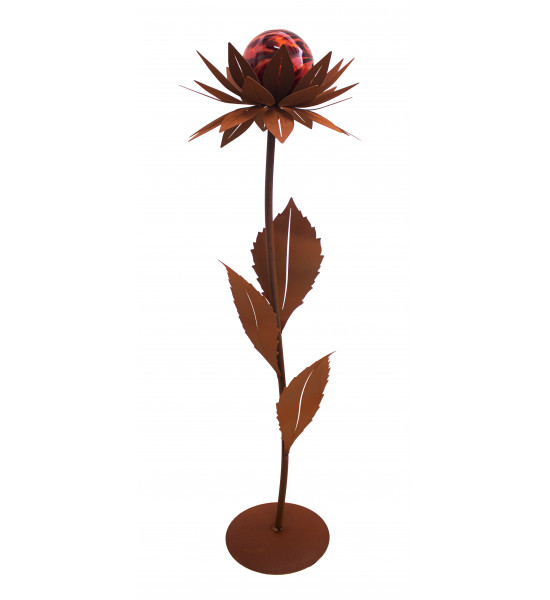 Start Glasblume - Maya - rote Kugel - mit gratis Solar ie Glasblumen werden mit einer abnehmbaren Glaskugel oder einer Edelstahl