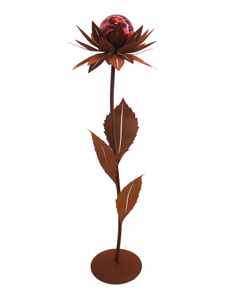 Start Glasblume - Maya - rote Kugel - mit gratis Solar ie Glasblumen werden mit einer abnehmbaren Glaskugel oder einer Edelstahl