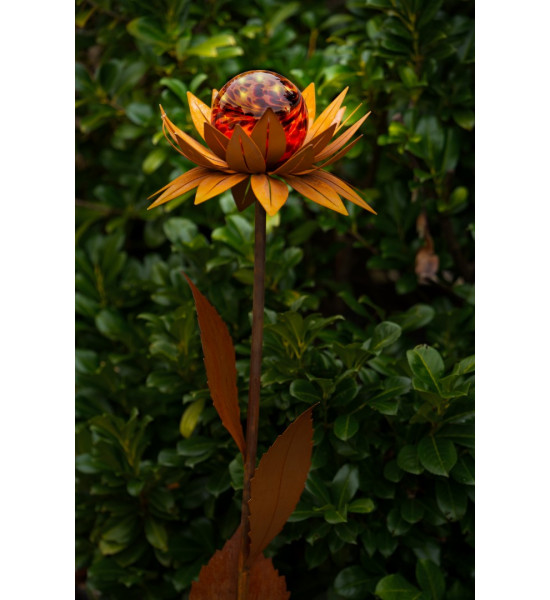 Start Glasblume - Maya - rote Kugel - mit gratis Solar ie Glasblumen werden mit einer abnehmbaren Glaskugel oder einer Edelstahl