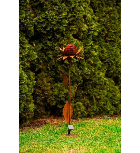 Start Glasblume - Maya - rote Kugel - mit gratis Solar ie Glasblumen werden mit einer abnehmbaren Glaskugel oder einer Edelstahl