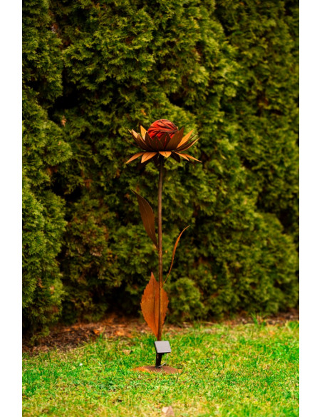 Start Glasblume - Maya - rote Kugel - mit gratis Solar ie Glasblumen werden mit einer abnehmbaren Glaskugel oder einer Edelstahl