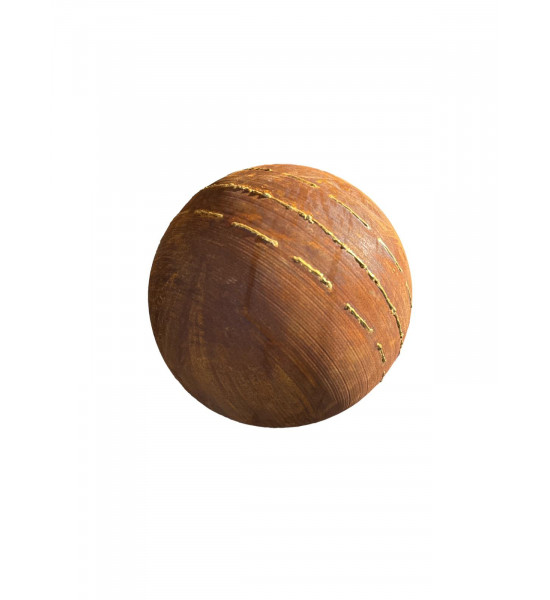 Edelrost Kugel mit unregelmäßigen Goldstreifen - Durchmesser 25 cm