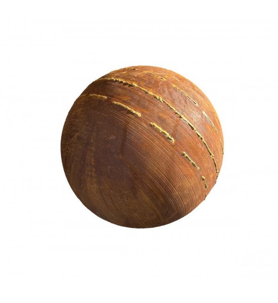 Edelrost Kugel mit unregelmäßigen Goldstreifen - Durchmesser 30 cm