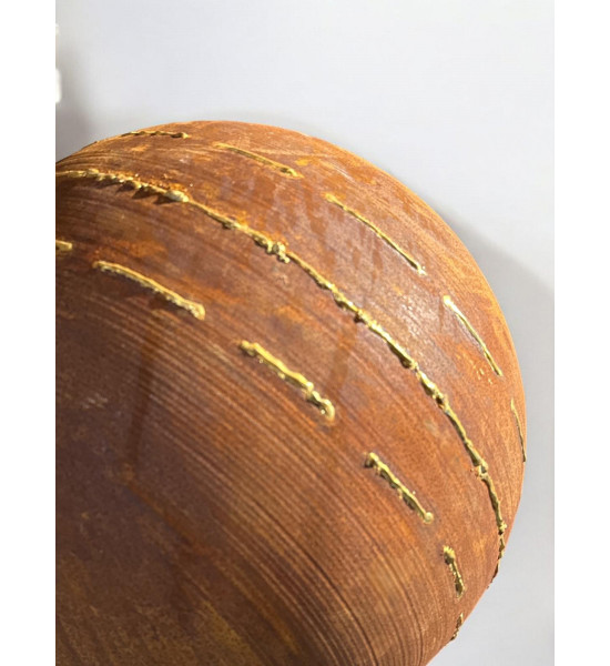 50 cm Dekokugeln in Rost Optik Edelrost Kugel mit unregelmäßigen Goldstreifen - Durchmesser 50 cm Edelrost Kugel mit unregelmäßi