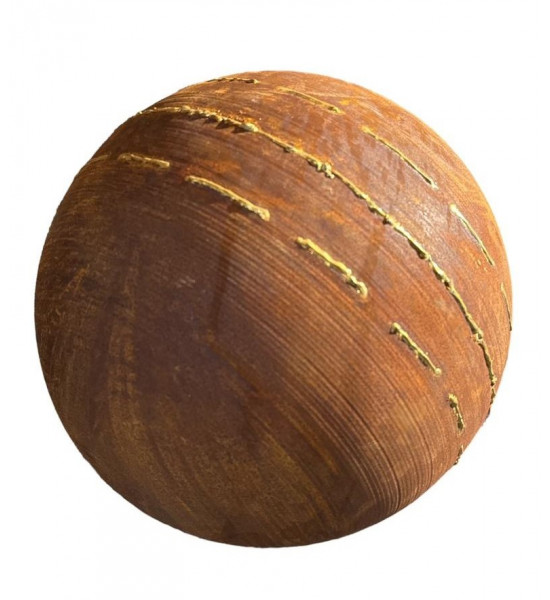 40 cm Kugeln Geschlossene Deko Kugel mit unregelmäßigen Goldstreifen - Ø 40 cm - Gartenkugel Edelrost Kugel aus Metall geschloss