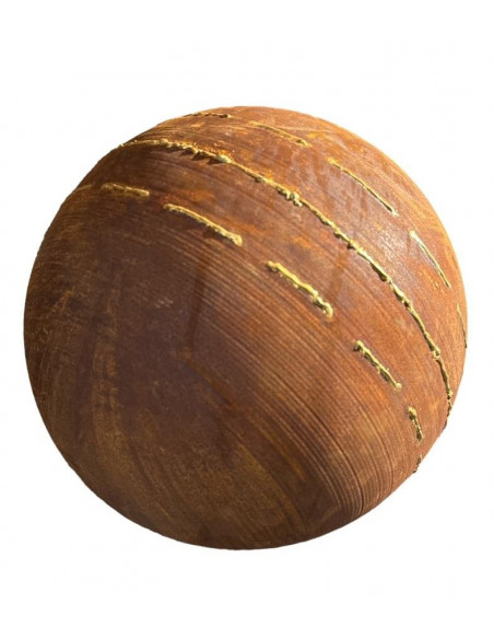 40 cm Kugeln Geschlossene Deko Kugel mit unregelmäßigen Goldstreifen - Ø 40 cm - Gartenkugel Edelrost Kugel aus Metall geschloss