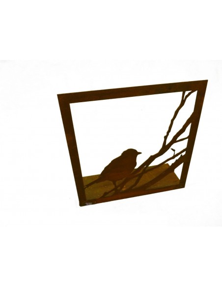 Edelrost Vogelbild 23 x 23 cm auf Platte