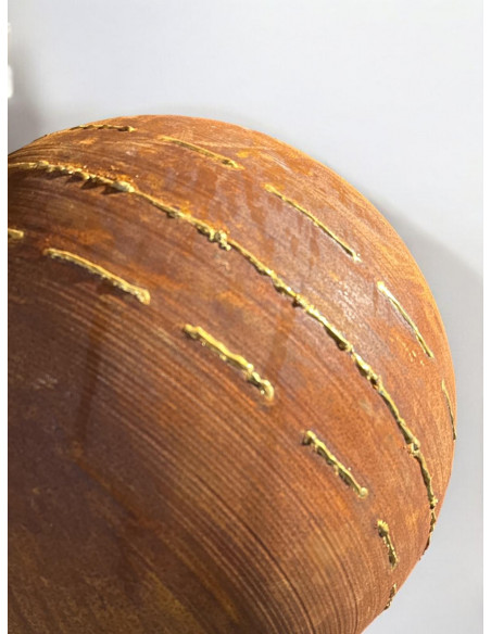 40 cm Kugeln Geschlossene Deko Kugel mit unregelmäßigen Goldstreifen - Ø 40 cm - Gartenkugel Edelrost Kugel aus Metall geschloss