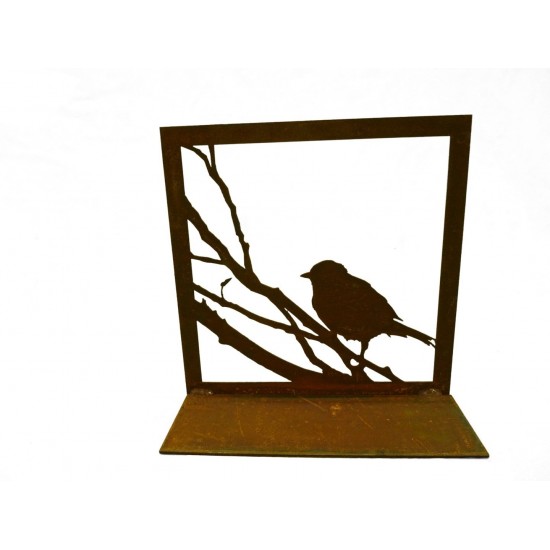 Edelrost Vogelbild 23 x 23 cm auf Platte