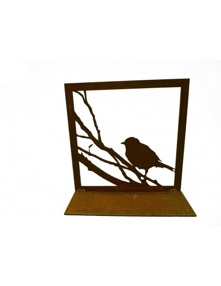 Edelrost Vogelbild 23 x 23 cm auf Platte