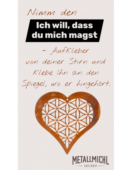 Deko Herz - Blume des Lebens -  zum Hängen - Breite 20 cm