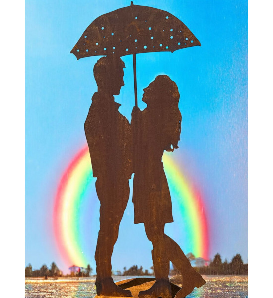 Start verliebtes Paar unter dem Regenschirm 100 cm hoch 
Höhe 98 cm
Breite 43 cm
