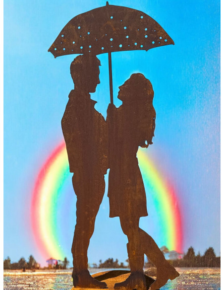 Start verliebtes Paar unter dem Regenschirm 100 cm hoch 
Höhe 98 cm
Breite 43 cm
