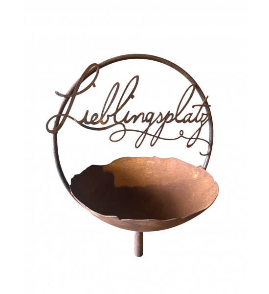 Start Vogelbad "Lieblingsplatz"  in Ring d 30 cm mit Schale Hülse für 12mm Stab 
Ø 30 cm
unten mit Hülse für 12 mm Eisenstange