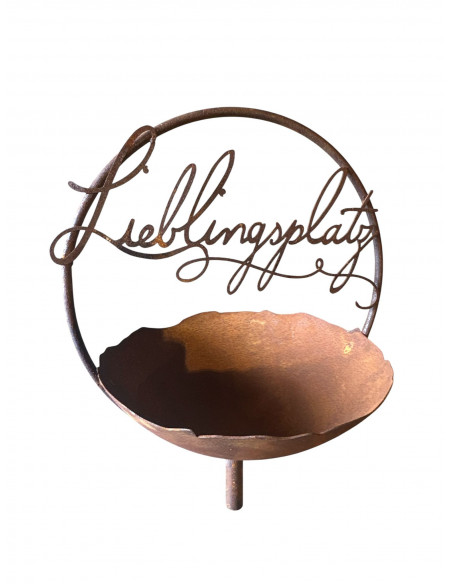 Start Vogelbad "Lieblingsplatz"  in Ring d 30 cm mit Schale Hülse für 12mm Stab 
Ø 30 cm
unten mit Hülse für 12 mm Eisenstange