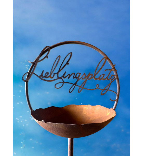 Start Vogelbad "Lieblingsplatz"  in Ring d 30 cm mit Schale Hülse für 12mm Stab 
Ø 30 cm
unten mit Hülse für 12 mm Eisenstange