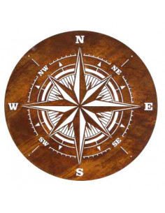 Maritime Deko Rosa dei venti - Windrose als Flaches rundes Ornament Ø 70 cm mit 4 Löchern zum Aufhängen oder Anschrauben 
Ø 70 